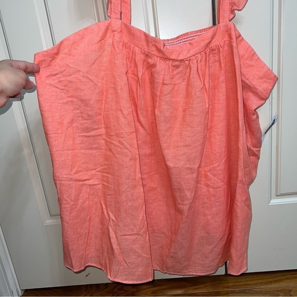 NWT Old Navy Coral Sleeveless Ruffle-Trim Linen-Blend Women’s Top Size XXL - Picture 3 of 14